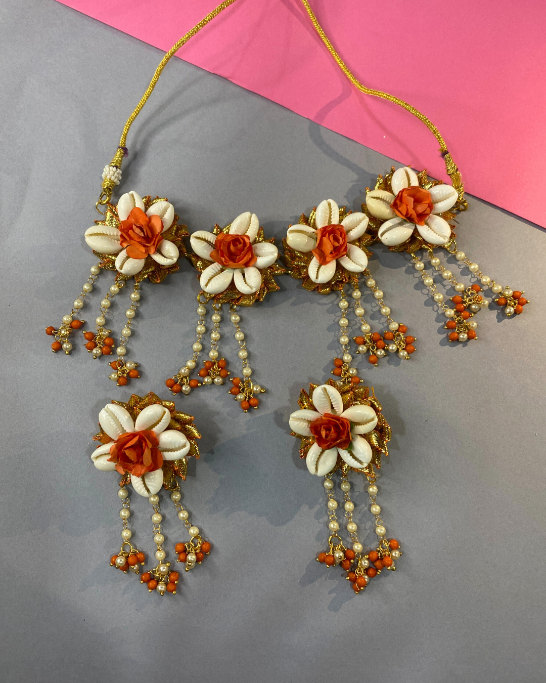 Shell & Orange Rose Jewellery Set