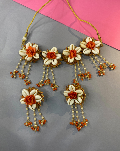Shell & Orange Rose Jewellery Set