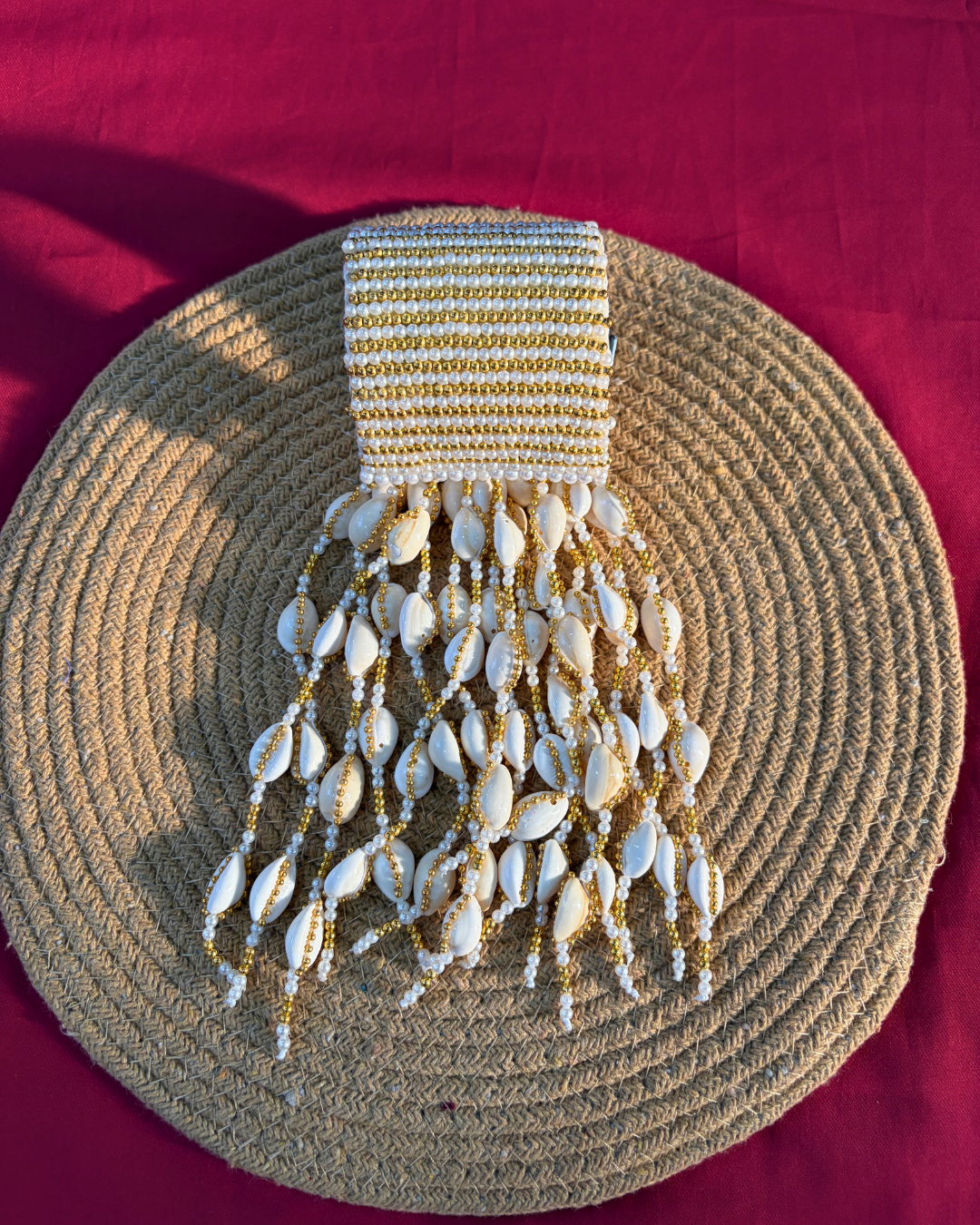 Ivory Handcrafted Pearl & Cowrie Bracelet