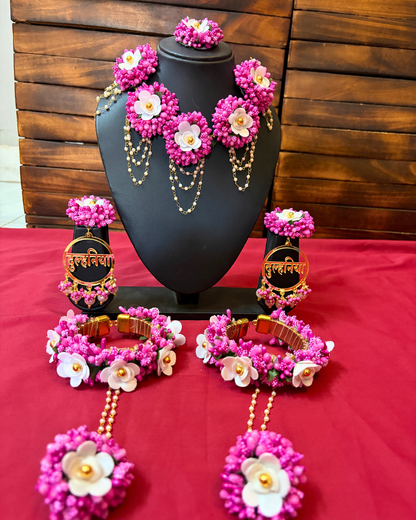 Dulhan Text Floral Jewellery Set