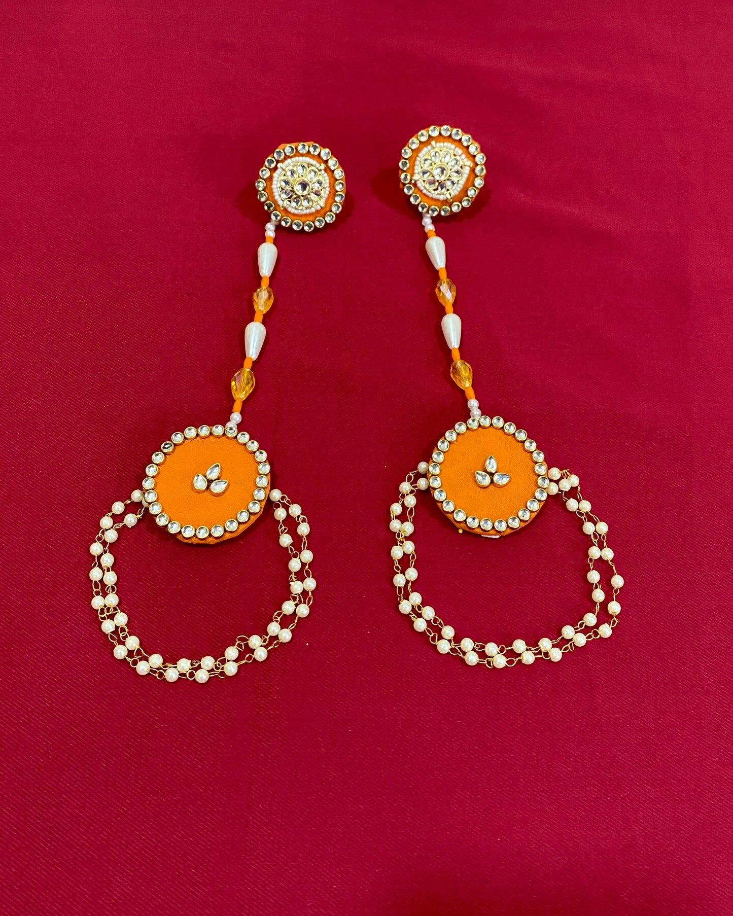 Orange Fabric Jewellery Set