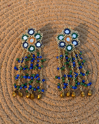 Sheesh Mahal Earrings (Blue & Green)
