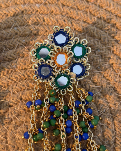 Sheesh Mahal Earrings (Blue & Green)