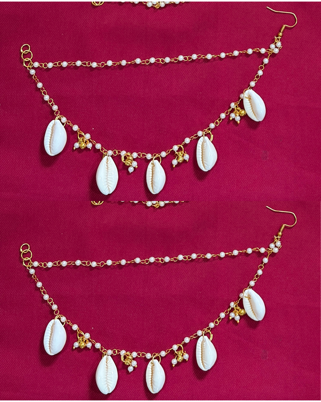 Shell & Pearl Haldi Jewelry Set – Full Bridal Ensemble (Necklace, Bracelet, Kaleera, Earrings, Maang Tikka)