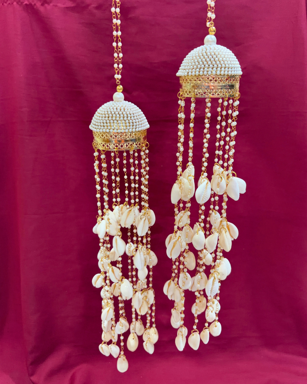 Shell & Pearl Haldi Jewelry Set – Full Bridal Ensemble (Necklace, Bracelet, Kaleera, Earrings, Maang Tikka)