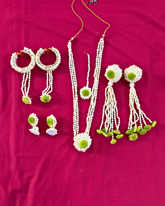Green Shevanti Fresh Flower Jewellery Set
