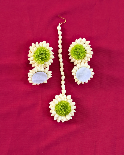 Green Shevanti Fresh Flower Jewellery Set