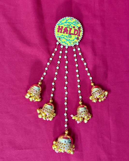 Haldi Text Yellow Hair Pin