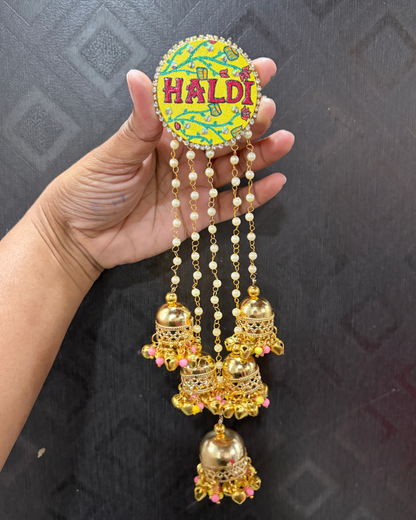 Haldi Text Yellow Hair Pin