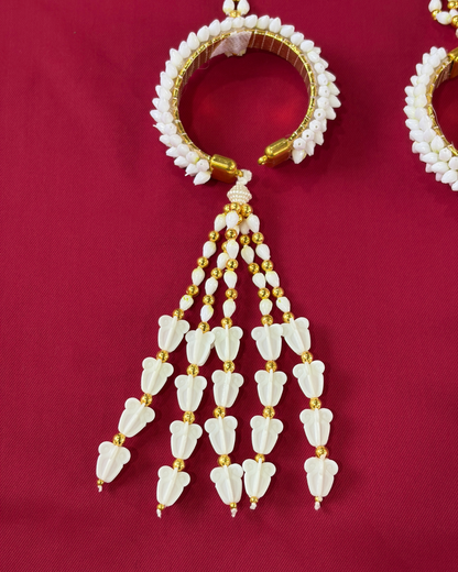 Artificial  Mogra and Red Kundan Baby Shower Jewellery