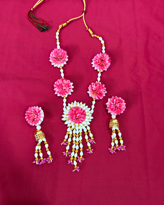 Blush Dahlia Floral Jewellery Set (Pink)