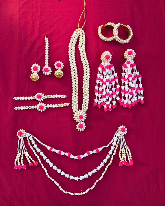 Pink Pom Pom Mogra Baby Shower Jewellery Set