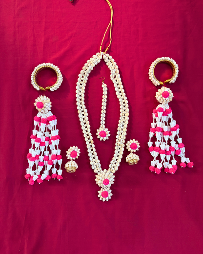 Pink Pom Pom Mogra Baby Shower Jewellery Set