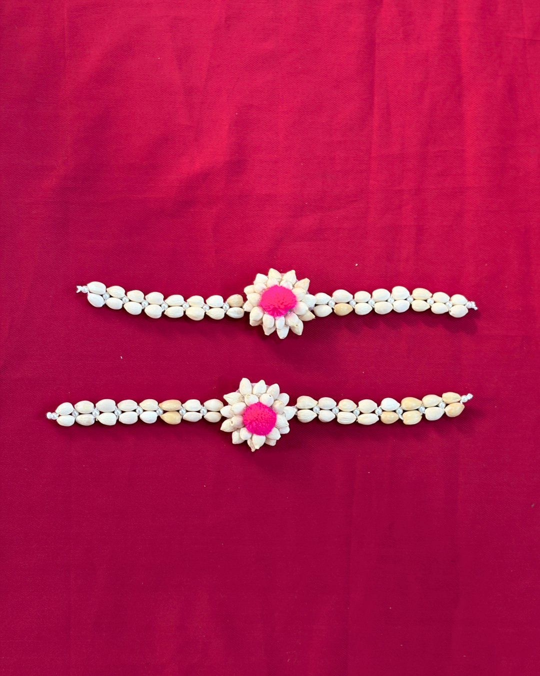Pink Pom Pom Mogra Baby Shower Jewellery Set