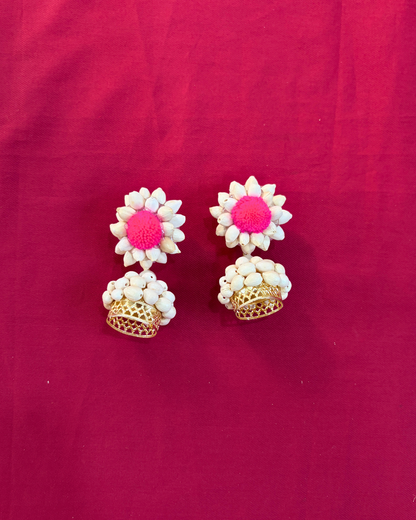Pink Pom Pom Mogra Baby Shower Jewellery Set