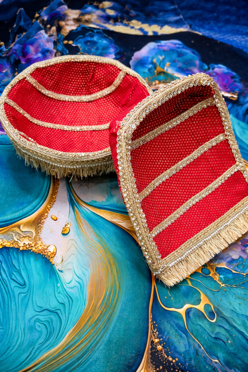 Handcrafted Designer Chajla ( 2pcs )| Decorated Chaaj & Soop Set
