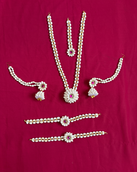 Artificial Mogra and Pink Kundan Baby Shower Jewellery