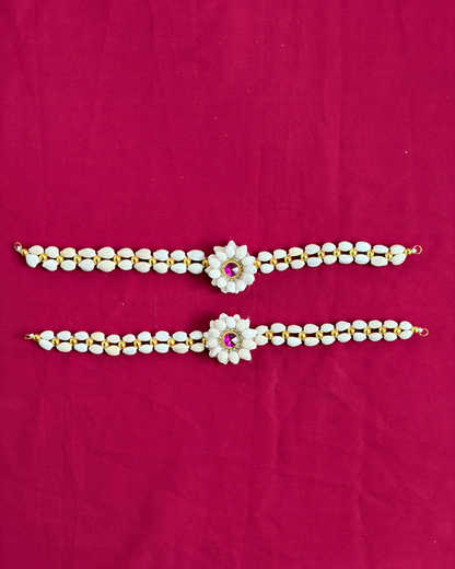 Artificial Mogra and Pink Kundan Baby Shower Jewellery
