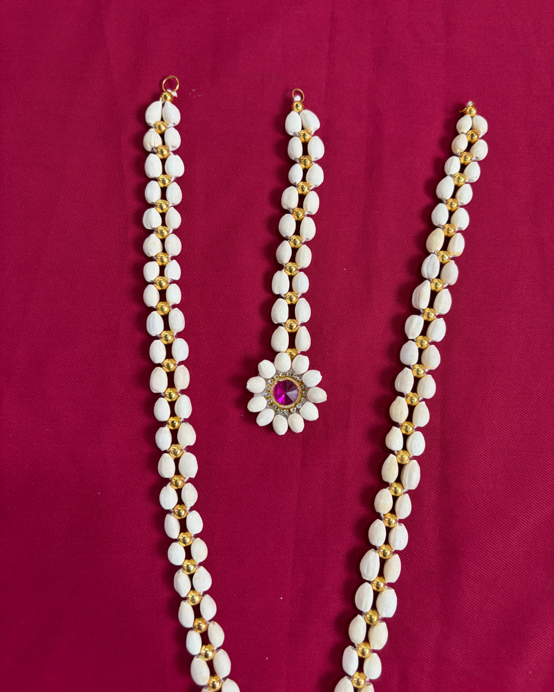 Artificial Mogra and Pink Kundan Baby Shower Jewellery