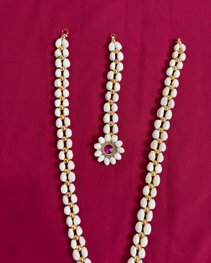 Artificial Mogra and Pink Kundan Baby Shower Jewellery