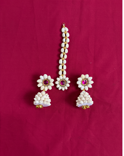 Artificial Mogra and Pink Kundan Baby Shower Jewellery