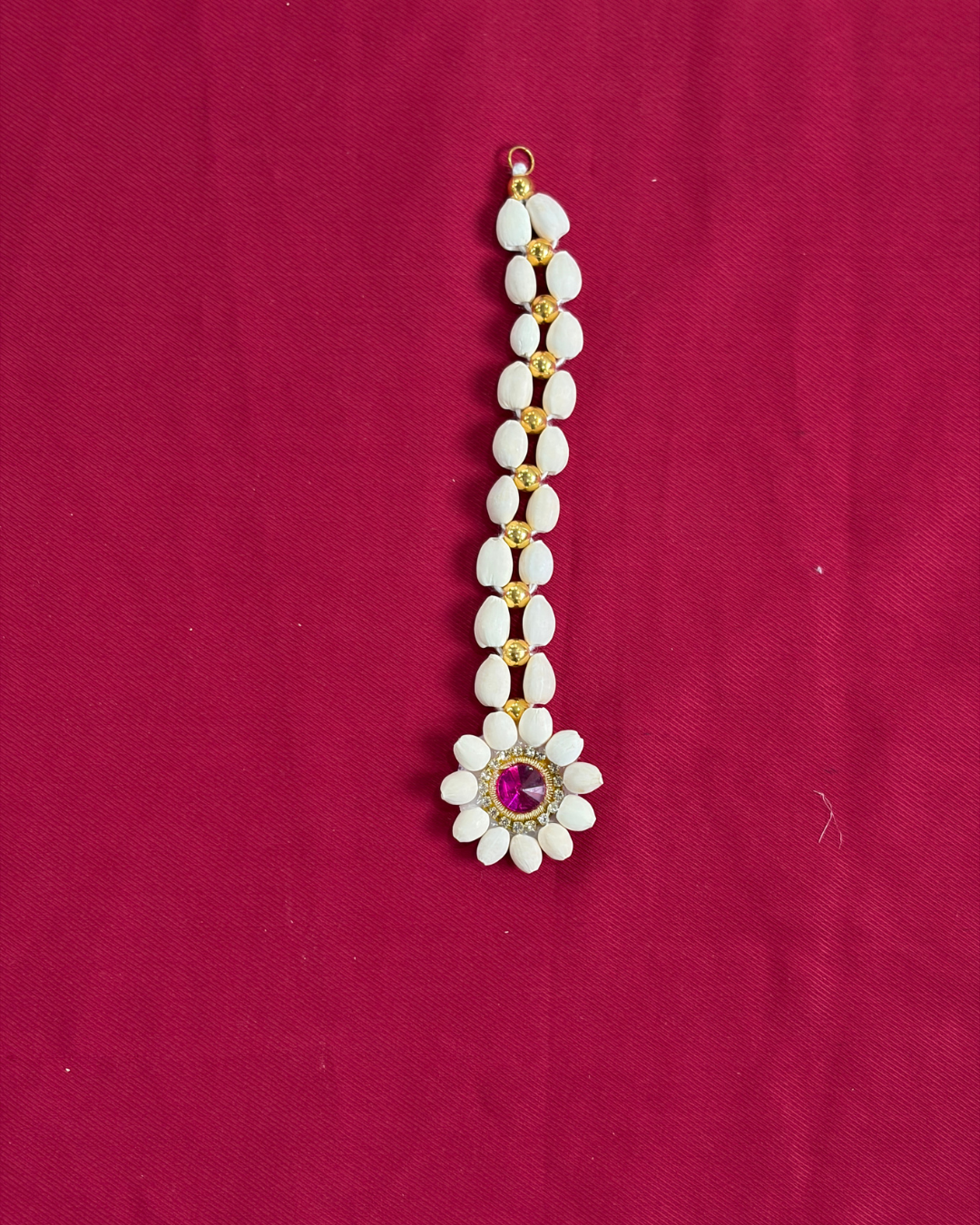 Artificial Mogra and Pink Kundan Baby Shower Jewellery